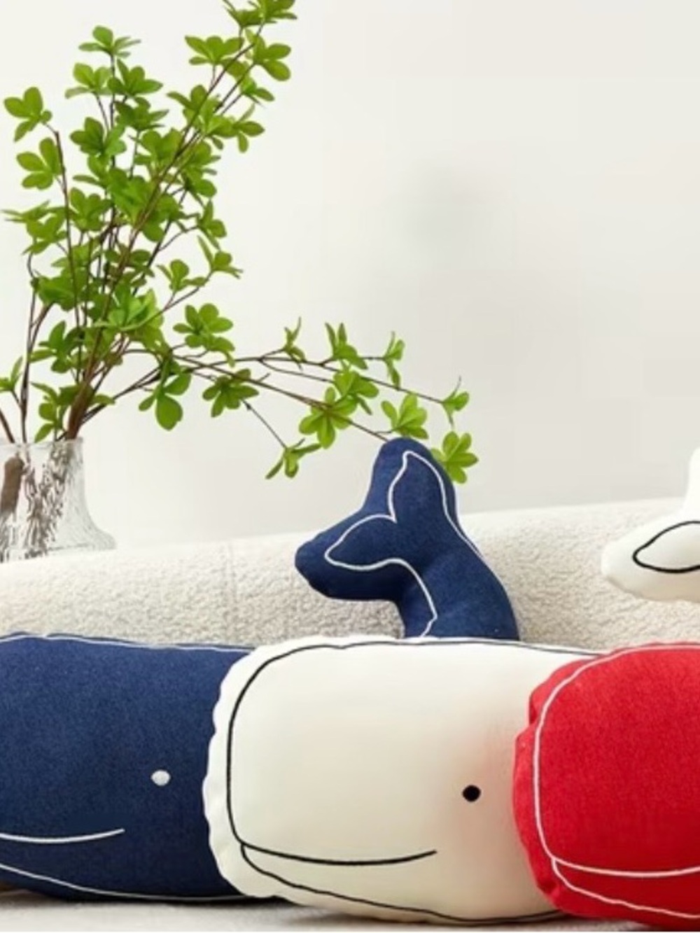 NWT Whale Accent Pillow, available in Red, Blue or Teal, Summer Accent Pillows - Picture 4 of 11